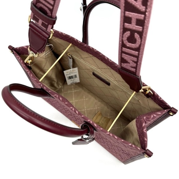 Michael Kors Medium Mirella Tote Bag Ox Blood Multi - Picture 8 of 12